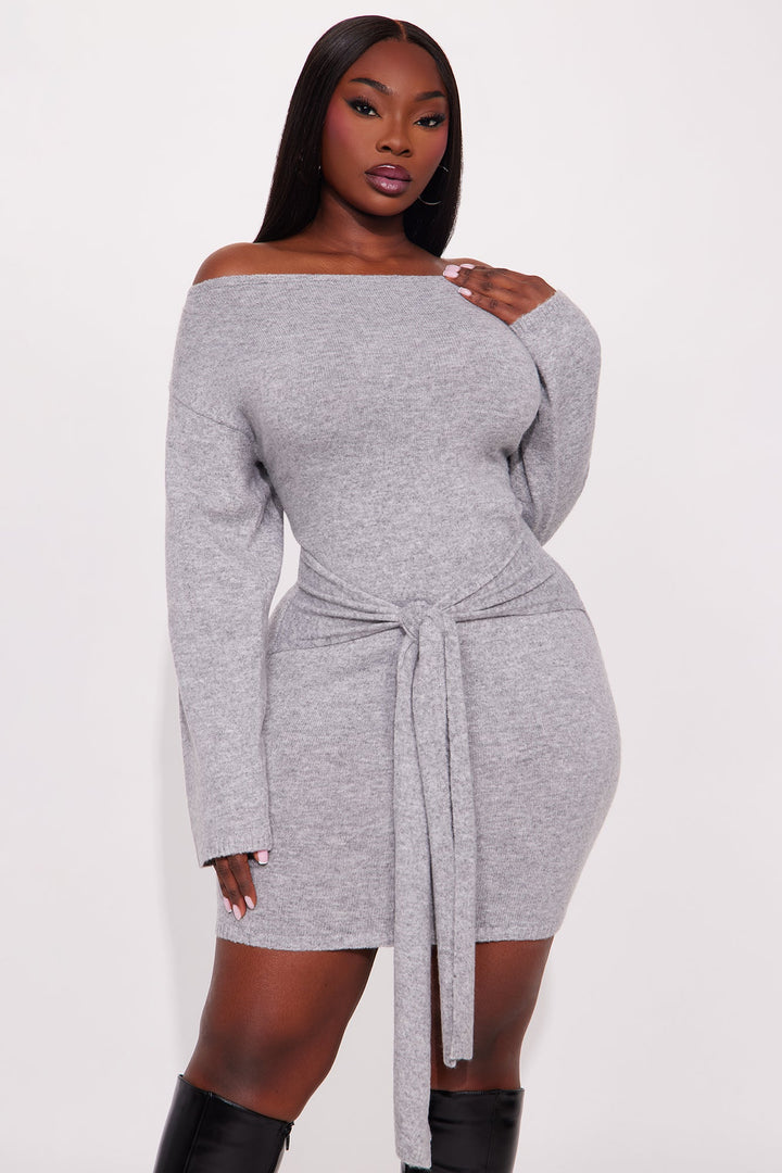 Addison Long Sleeve Sweater Mini Dress - Grey