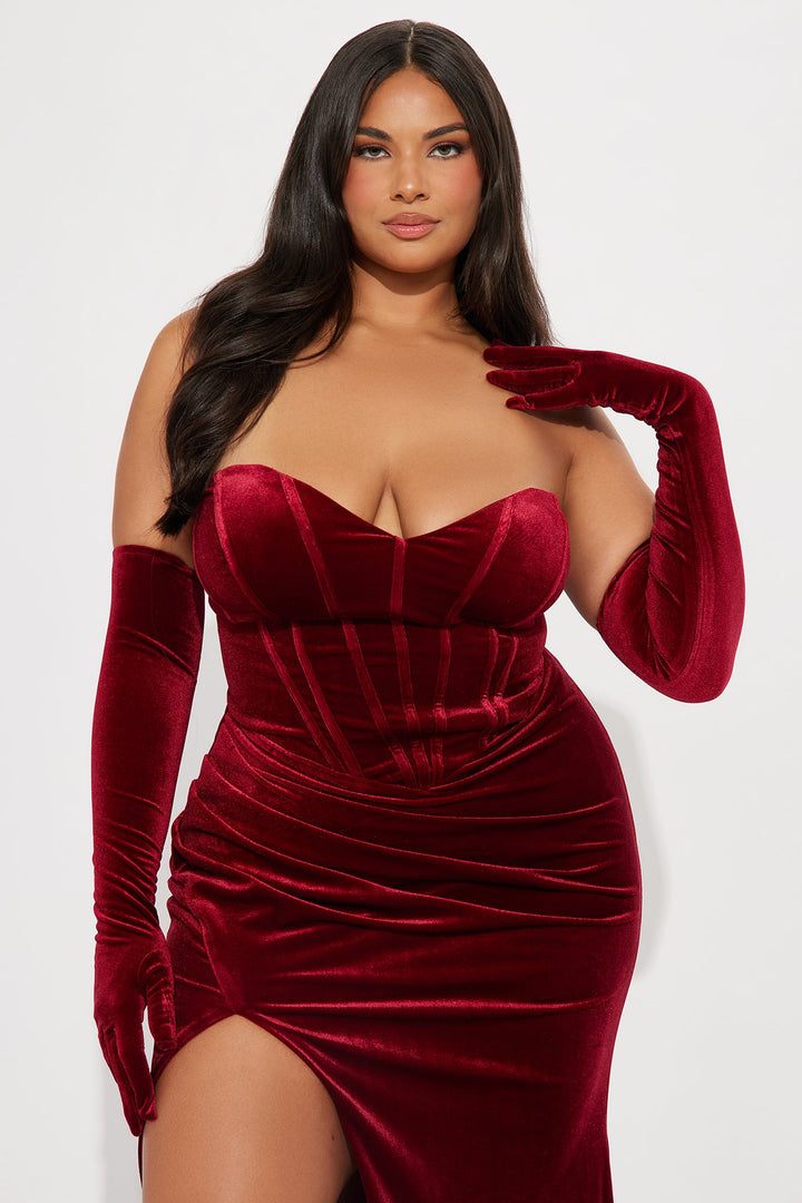 Adeline Velvet Gown - Wine