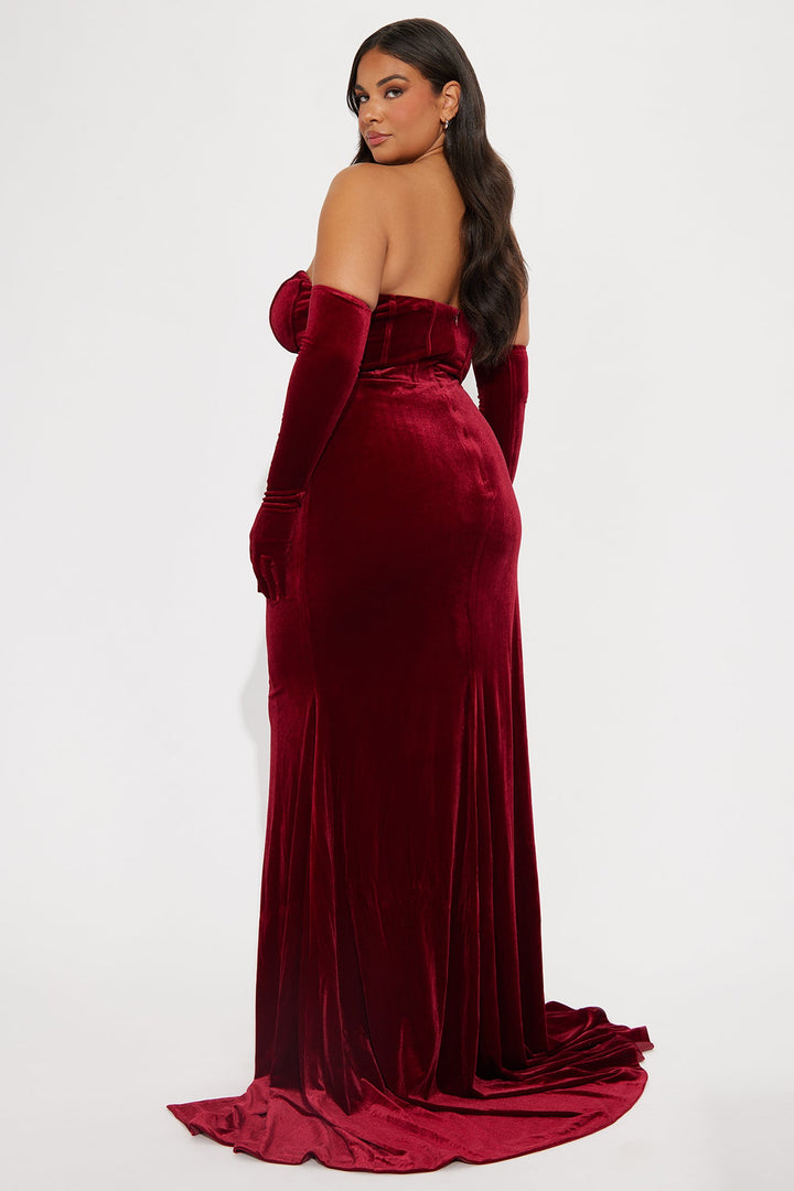 Adeline Velvet Gown - Wine