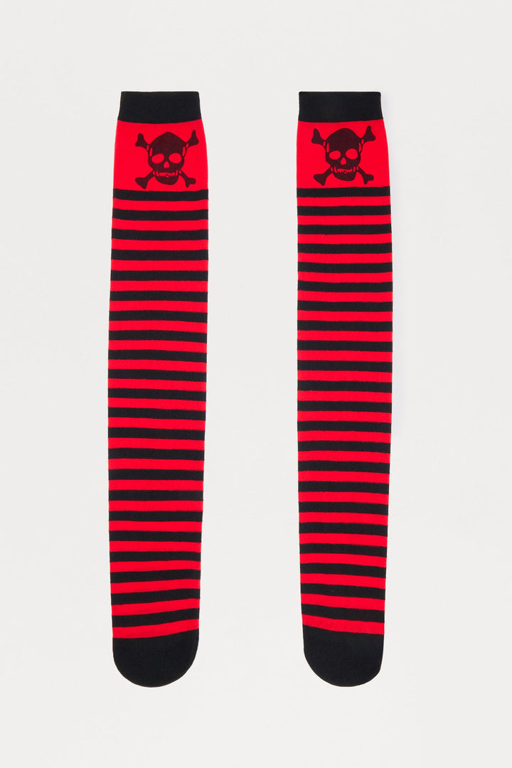 Ahoy Mate Knee High Socks - Red/Black