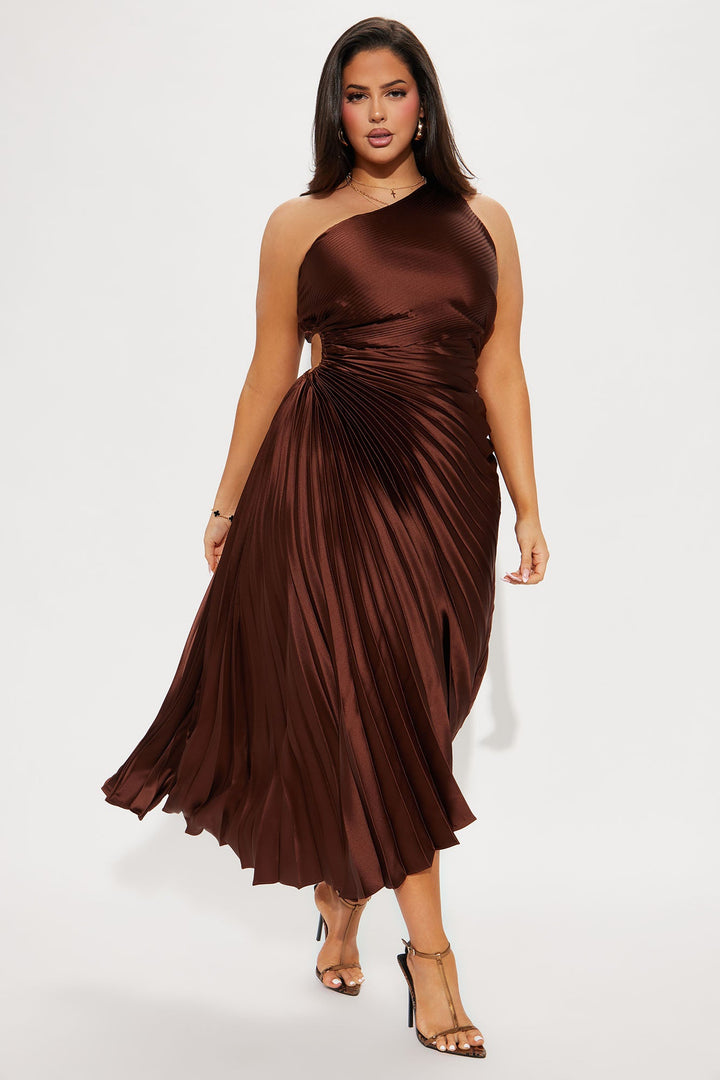 Belle Satin Maxi Dress - Chocolate