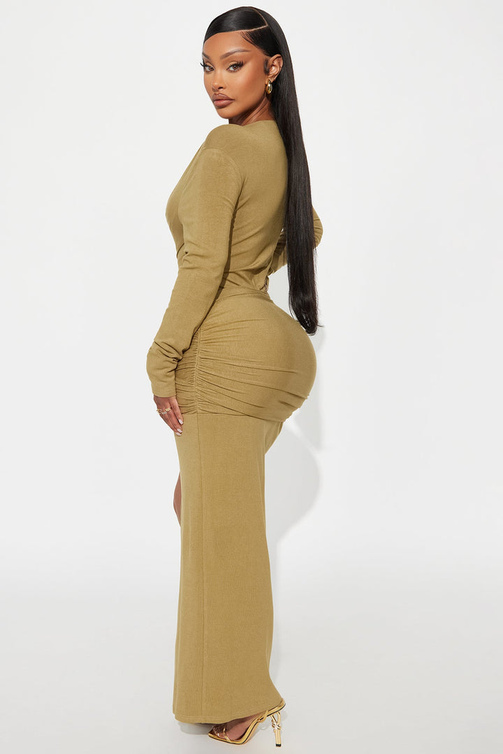 Nelly Long Sleeve Maxi Dress - Olive