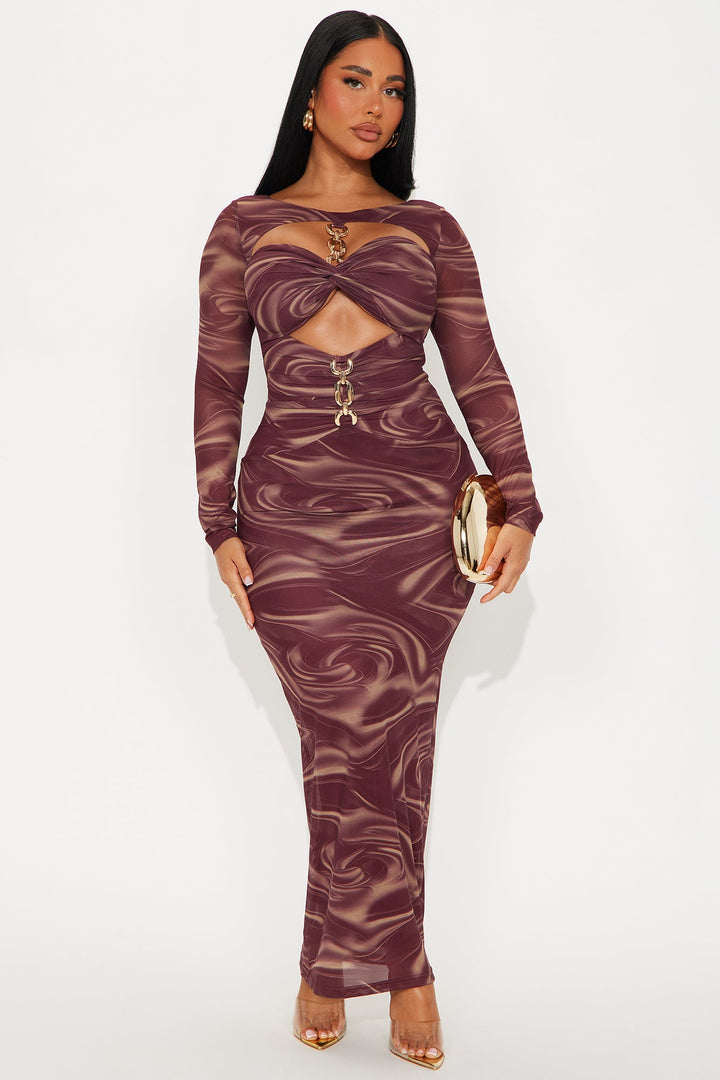 After Dark Cut Out Maxi Dress - Burgundy