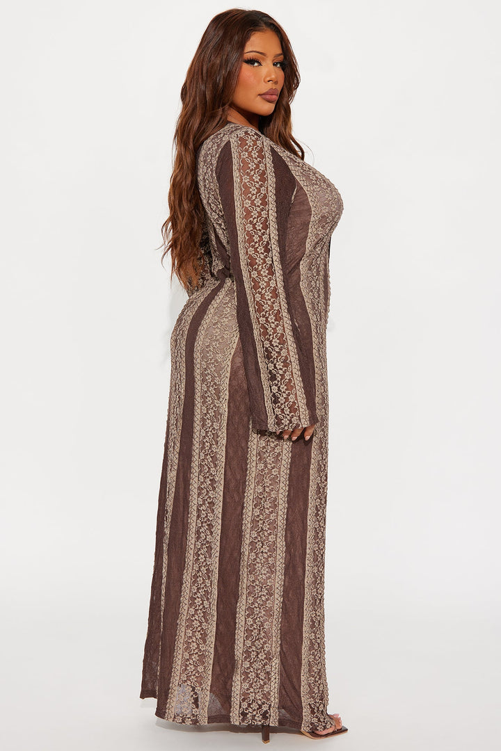 Abelyn Lace Maxi Dress - Brown