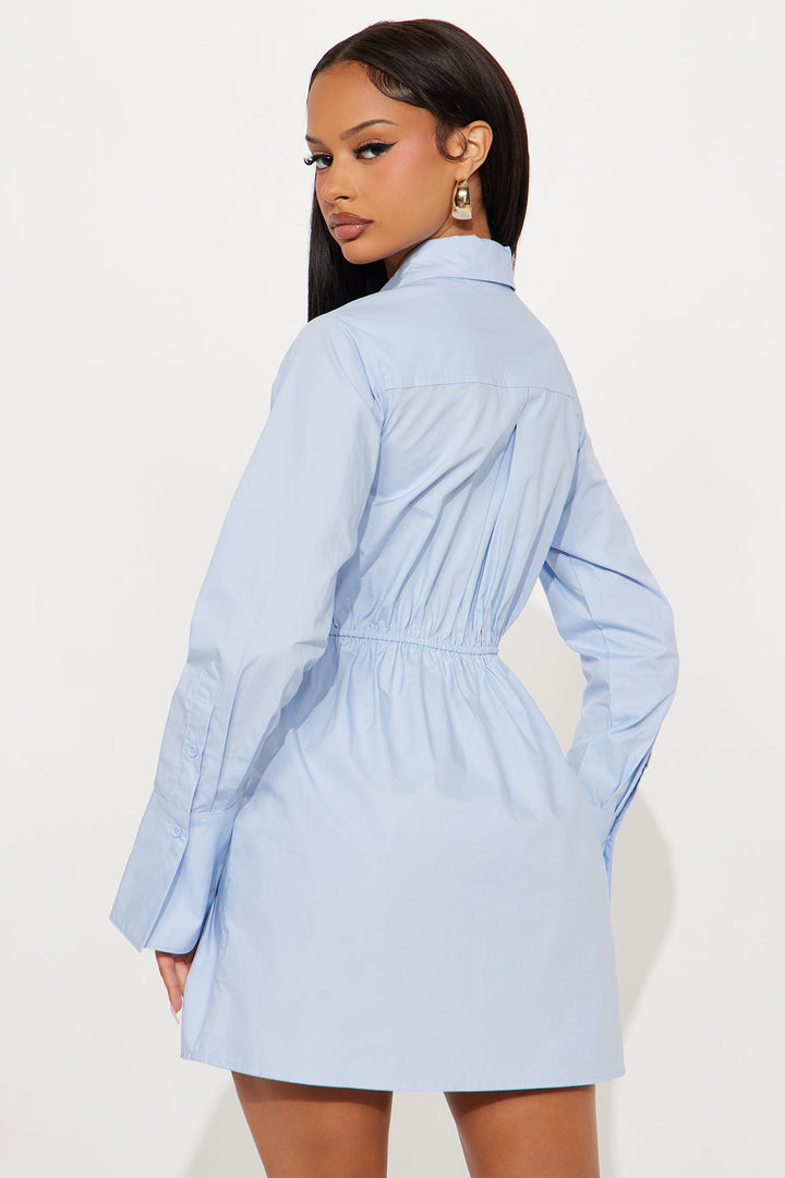 Ainsley Collar Shirt Mini Dress - Blue