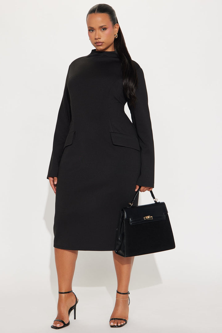 Above Average Ponte Midi Dress - Black