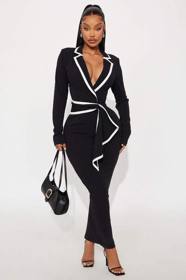 Scouter Collared Maxi Dress - Black/White
