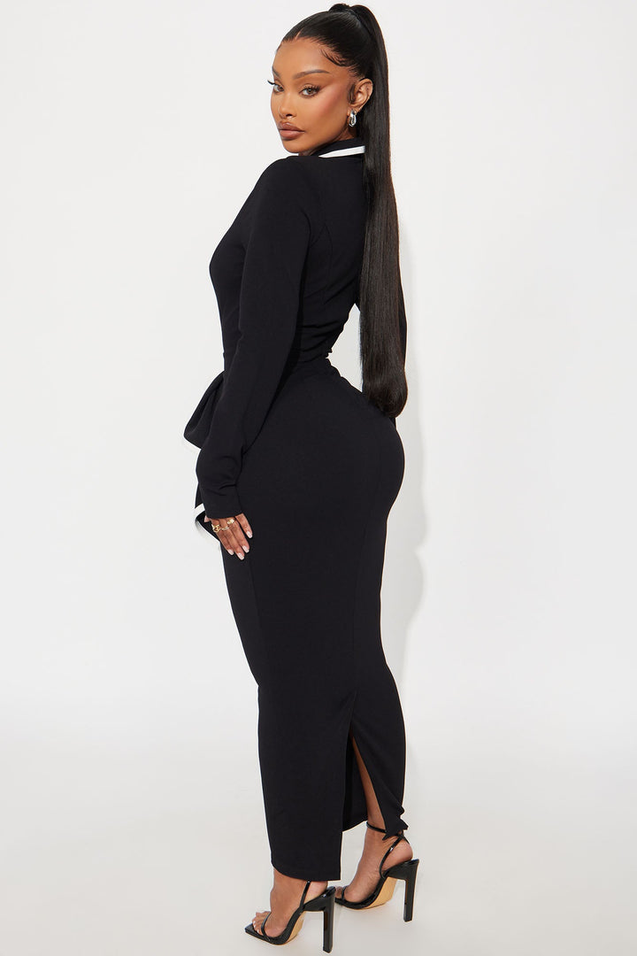 Scouter Collared Maxi Dress - Black/White