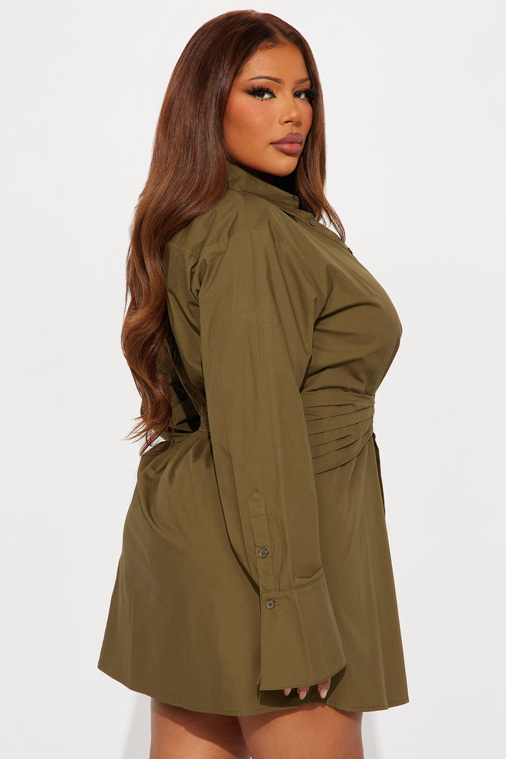 Ainsley Collar Shirt Mini Dress - Hunter