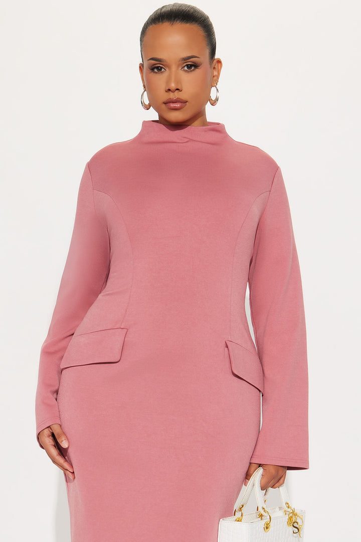 Above Average Ponte Midi Dress - Mauve
