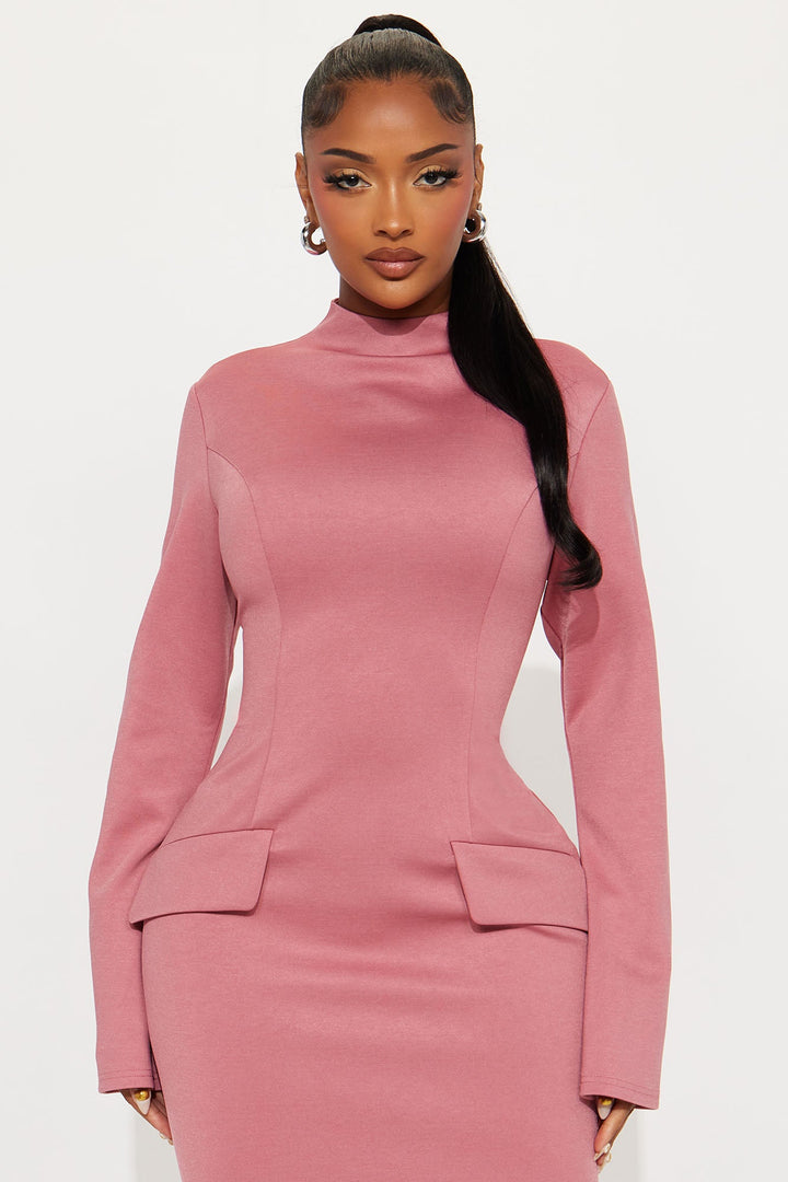 Above Average Ponte Midi Dress - Mauve