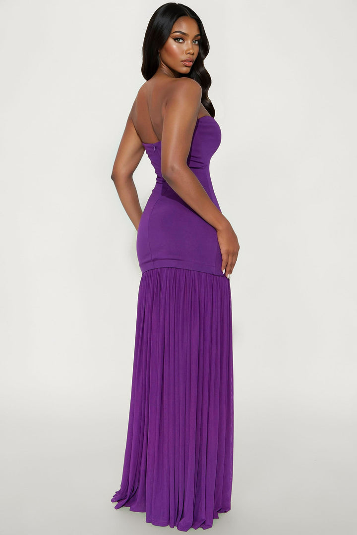 Mary Strapless Drop Waist Maxi Dress - Violet