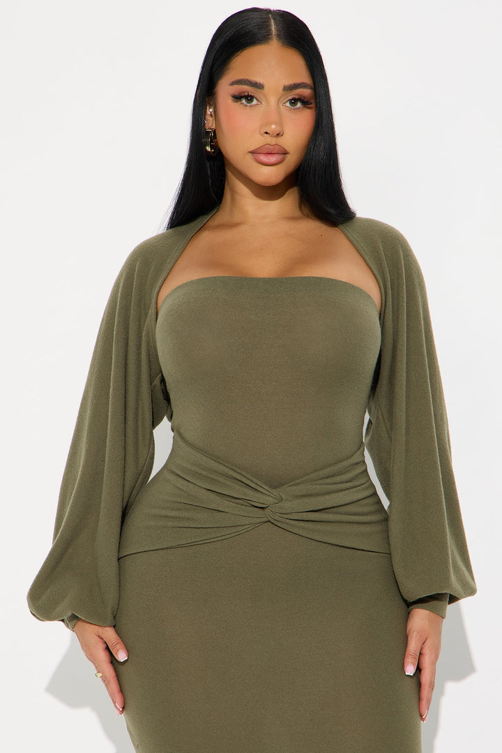 Witney Bolero Maxi Dress - Dark Olive