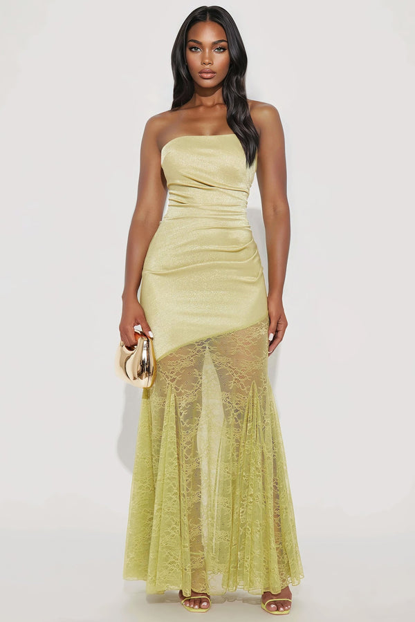 Soft Love Strapless Maxi Dress - Sage