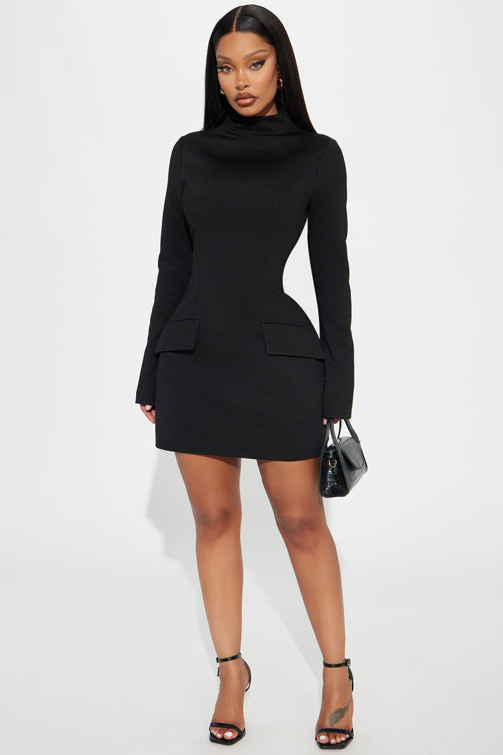 Above Average Ponte Mini Dress - Black
