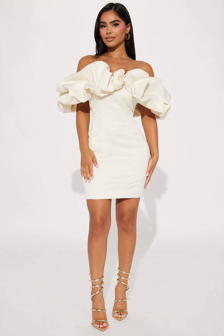 Parisian Nights Mini Dress - Cream