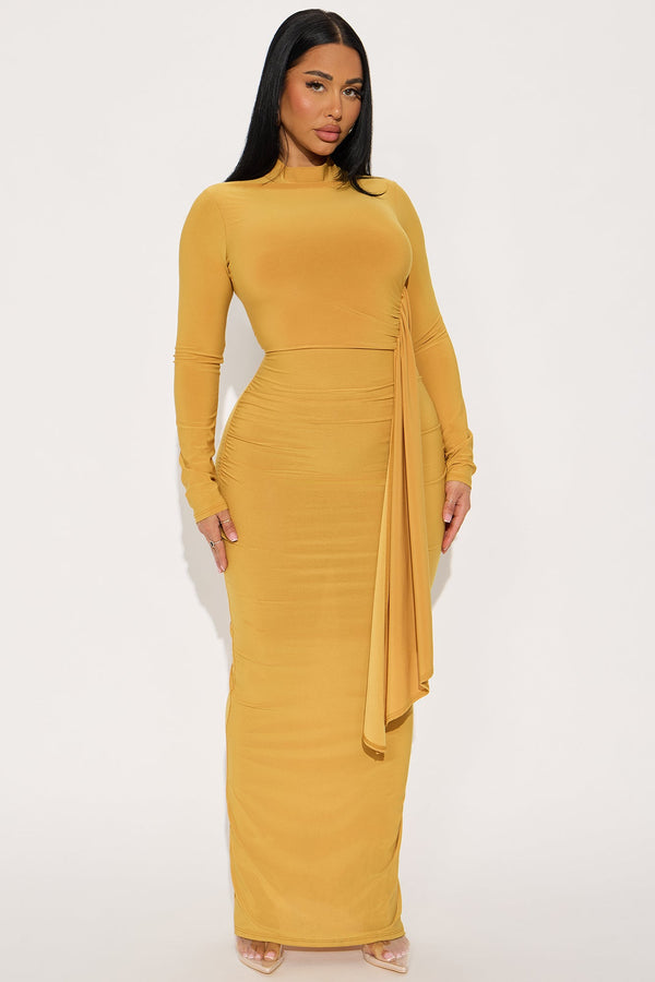 Ackens Snatched Maxi Dress - Mustard