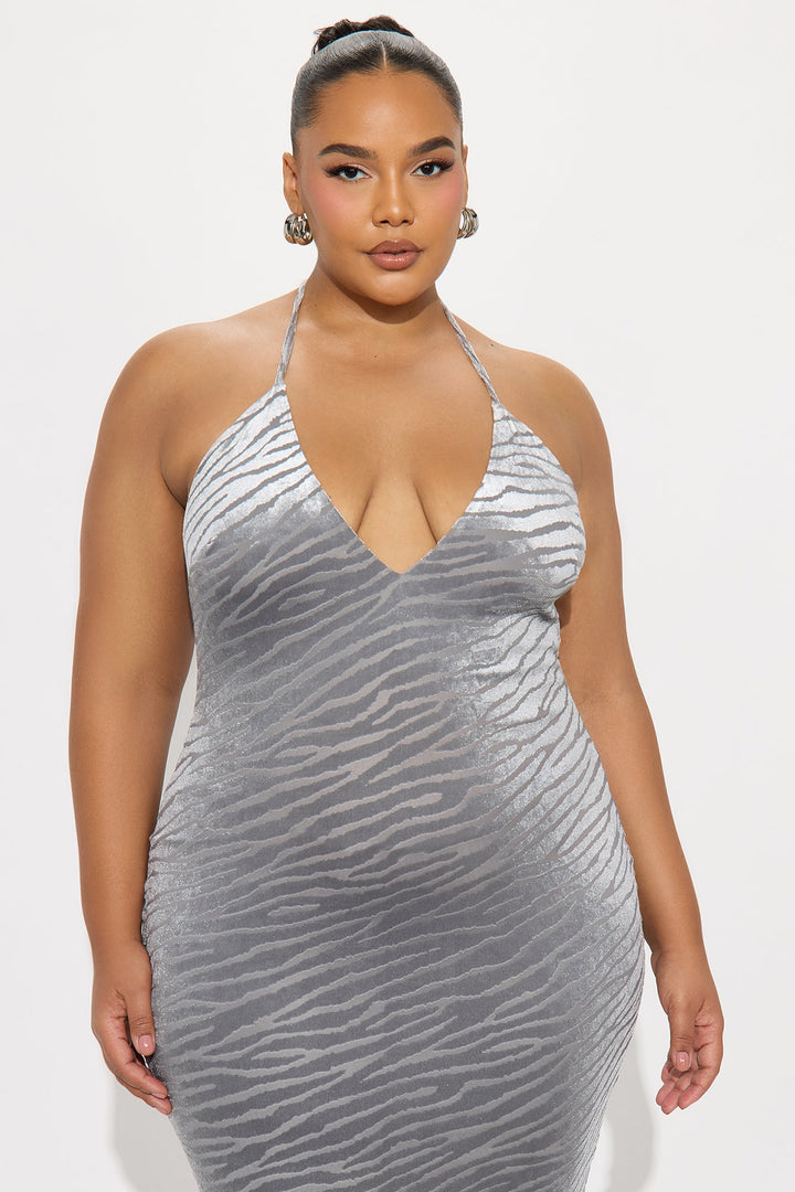Wild Ting Velvet Maxi Dress - Grey/combo
