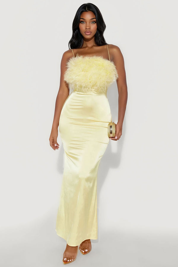 Charline Satin Maxi Dress - Yellow