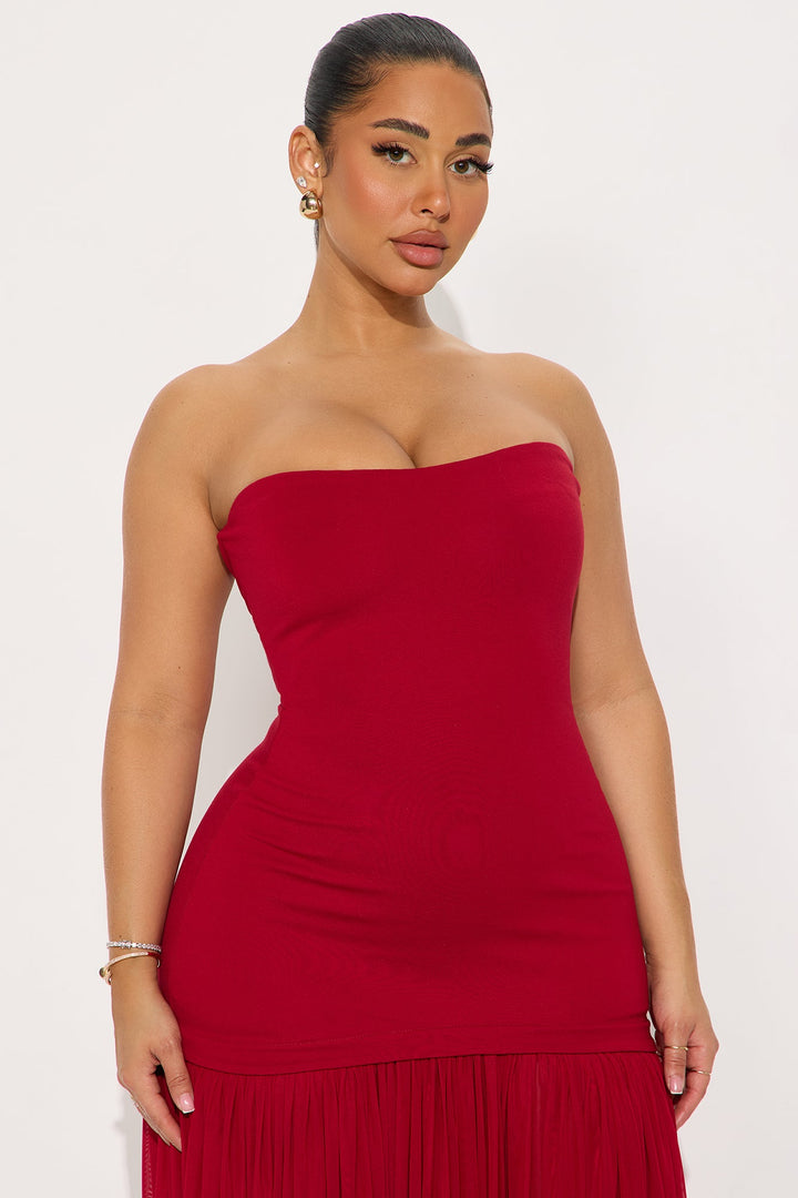 Mary Strapless Drop Waist Maxi Dress - Wine