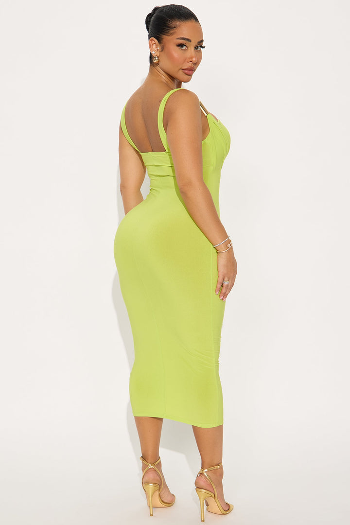Alexa Cowl Neck Midi Dress - Chartreuse