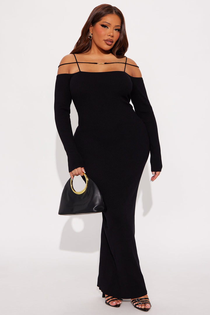 Ylianna Sweater Maxi Dress - Black