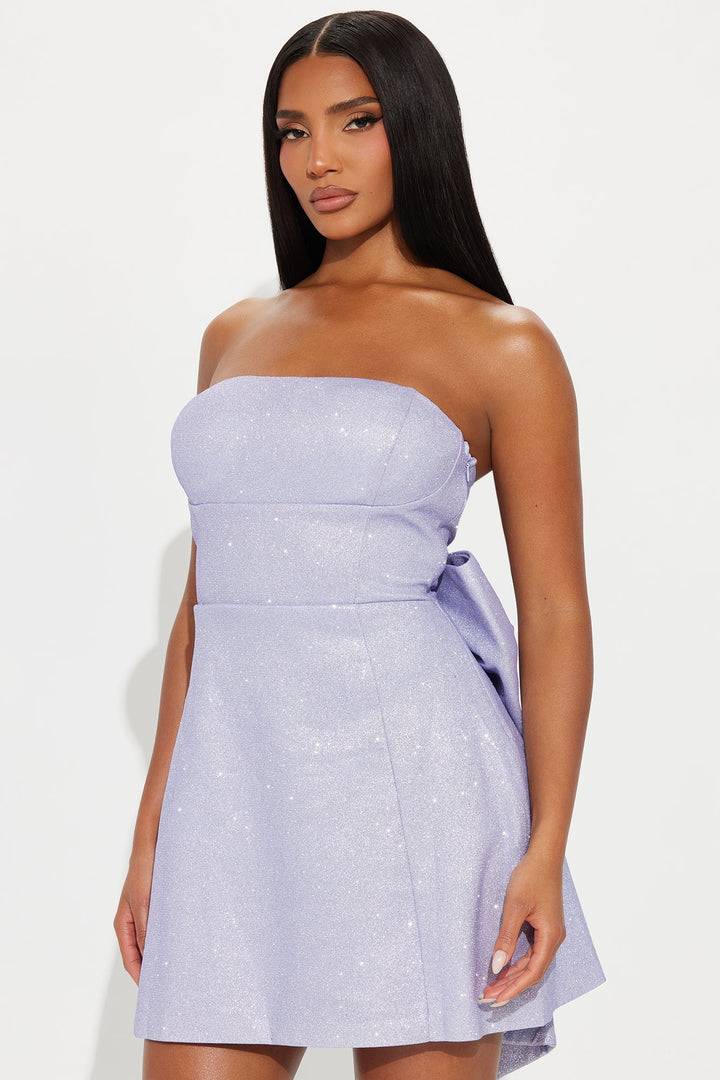 Aria Bow Glitter Mini Dress - Lavender