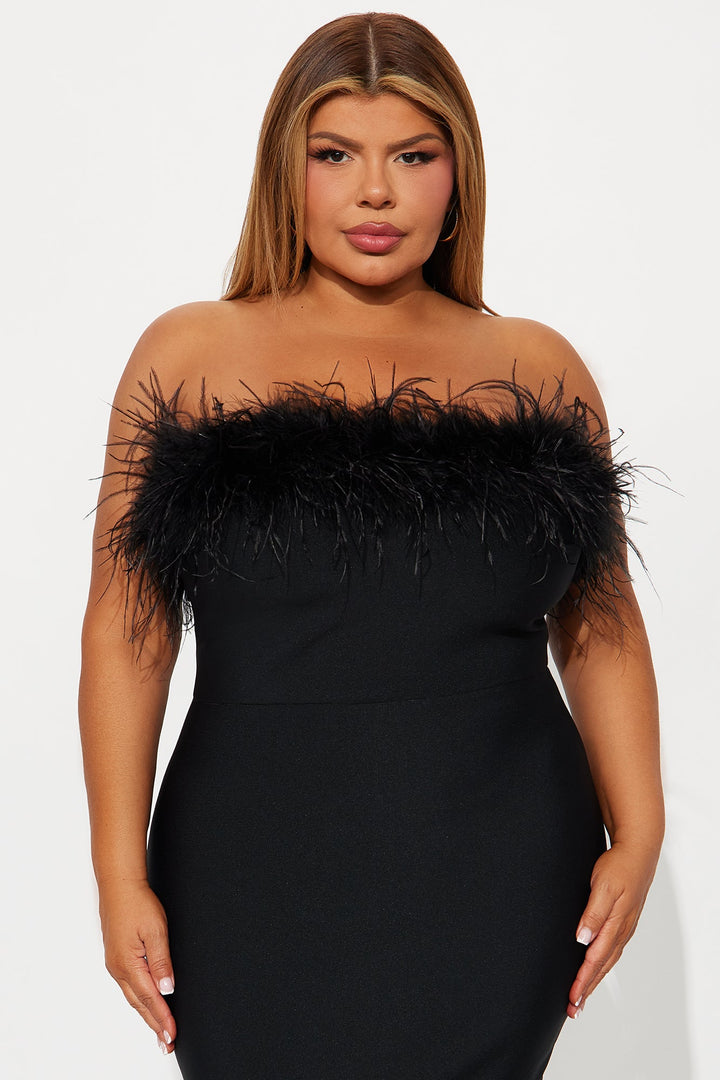 Wren Bandage Feather Maxi Dress - Black