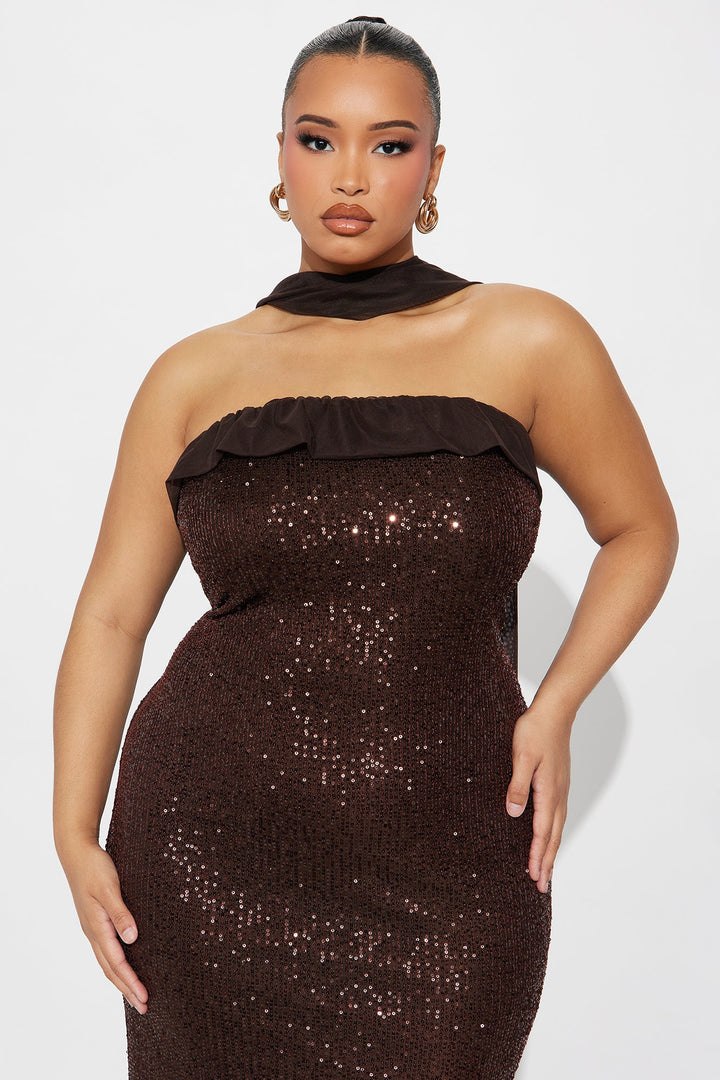 Cinnamon Sugar Sequin Gown - Chocolate