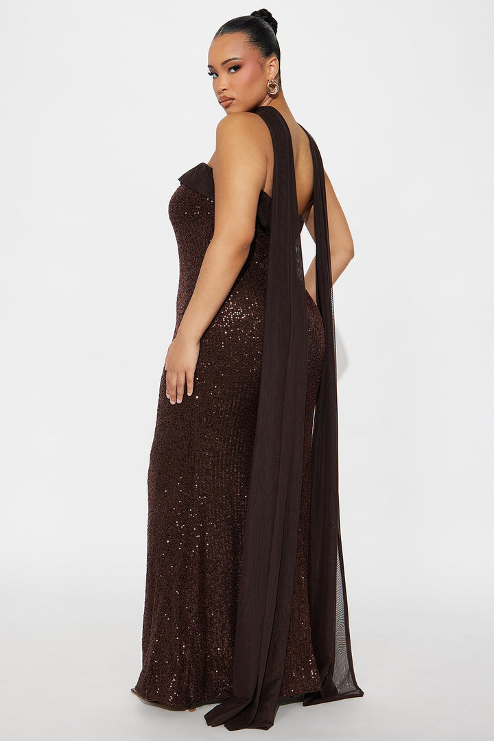 Cinnamon Sugar Sequin Gown - Chocolate