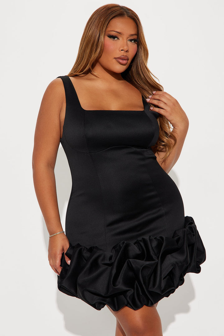 Sienna Satin Mini Dress - Black