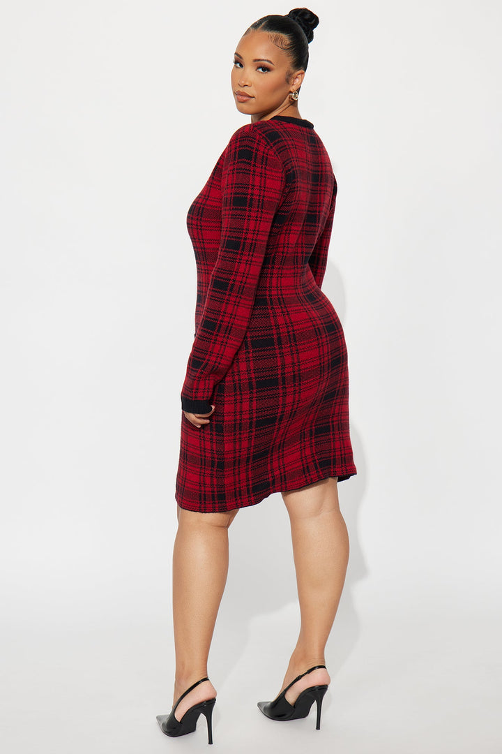 Tall Power Hour Plaid Mini Dress - Red/Black