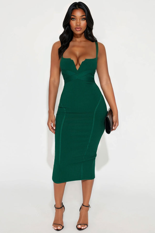 Misty Bandage Midi Dress - Hunter Green