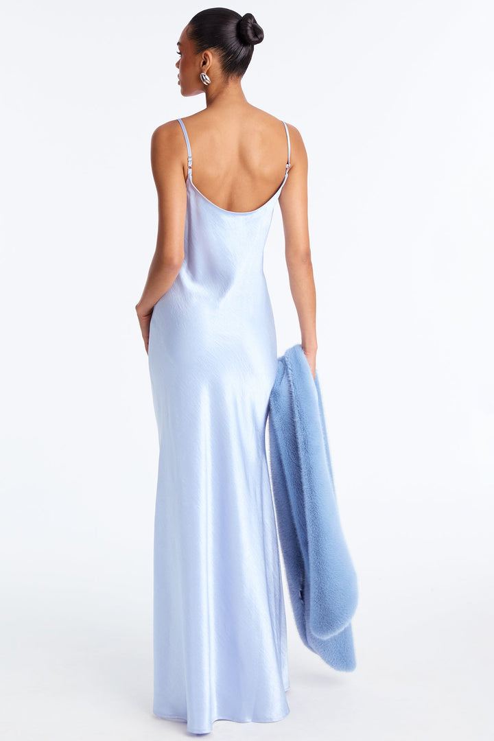 Riley Satin Gown And Wrap Set - Light Blue