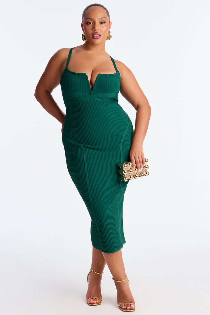 Misty Bandage Midi Dress - Hunter Green