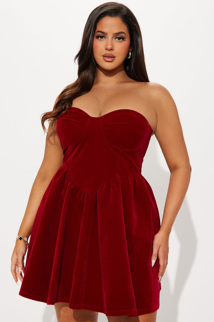 Joyce Velvet Mini Dress - Wine