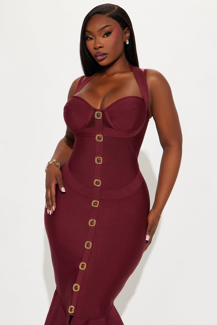 Ailani Mermaid Bandage Midi Dress - Red