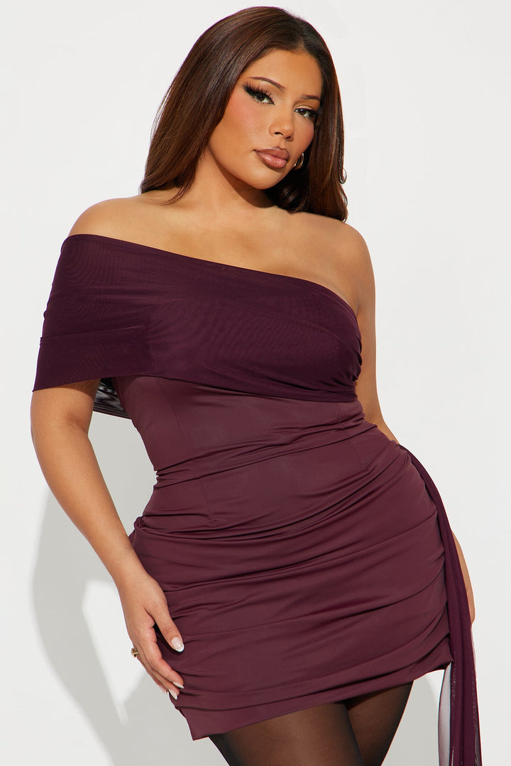 Your One And Only Draped Mini Dress - Plum