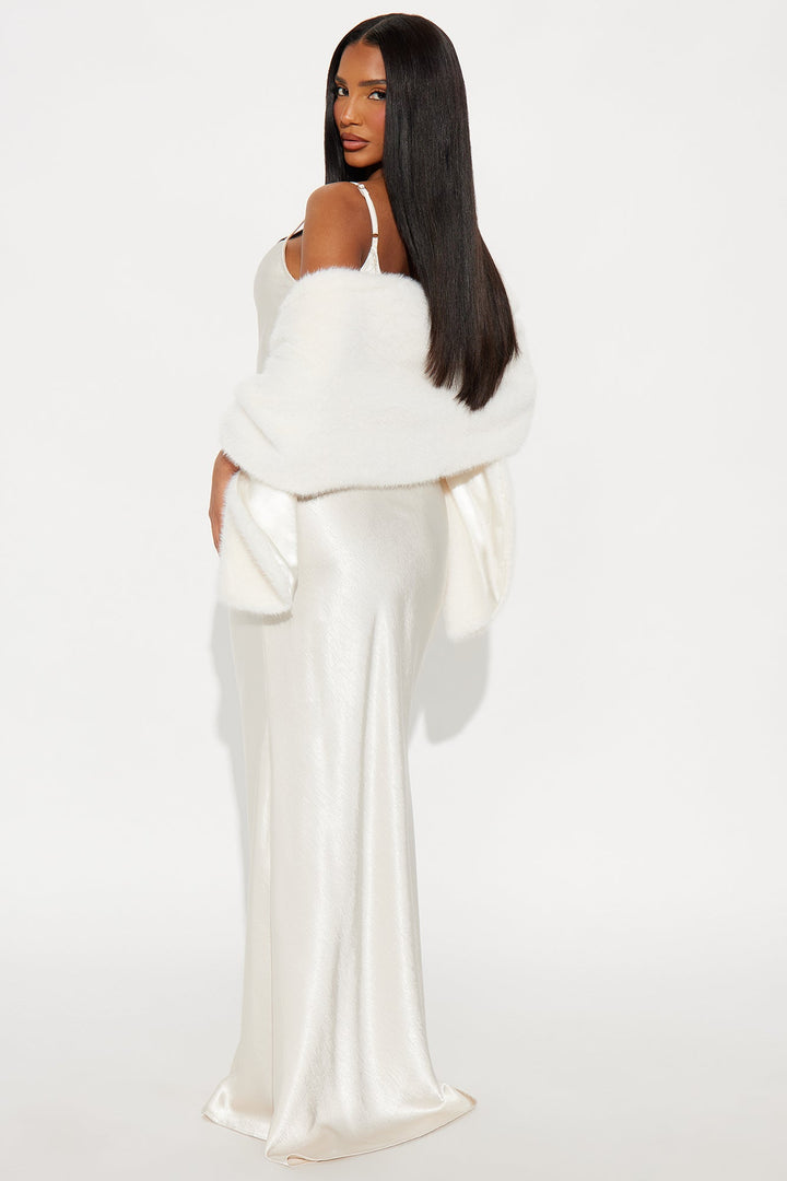 Riley Satin Gown And Wrap Set - Cream