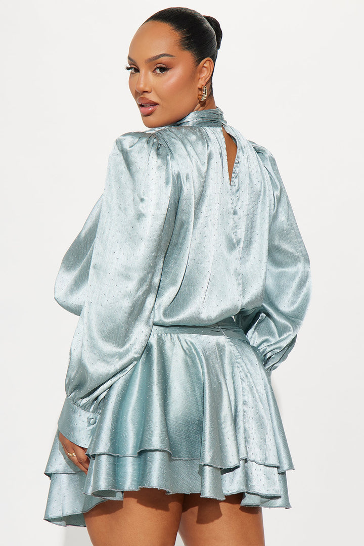 Adore You Embellished Mini Dress - Aqua