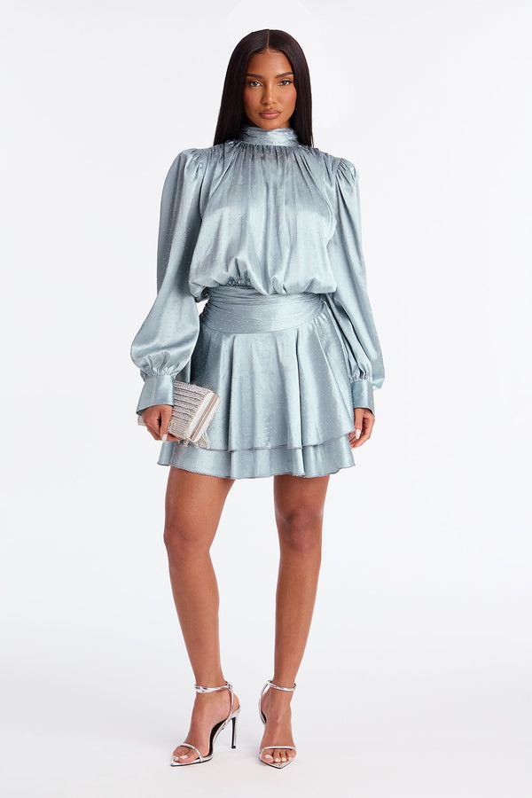 Adore You Embellished Mini Dress - Aqua