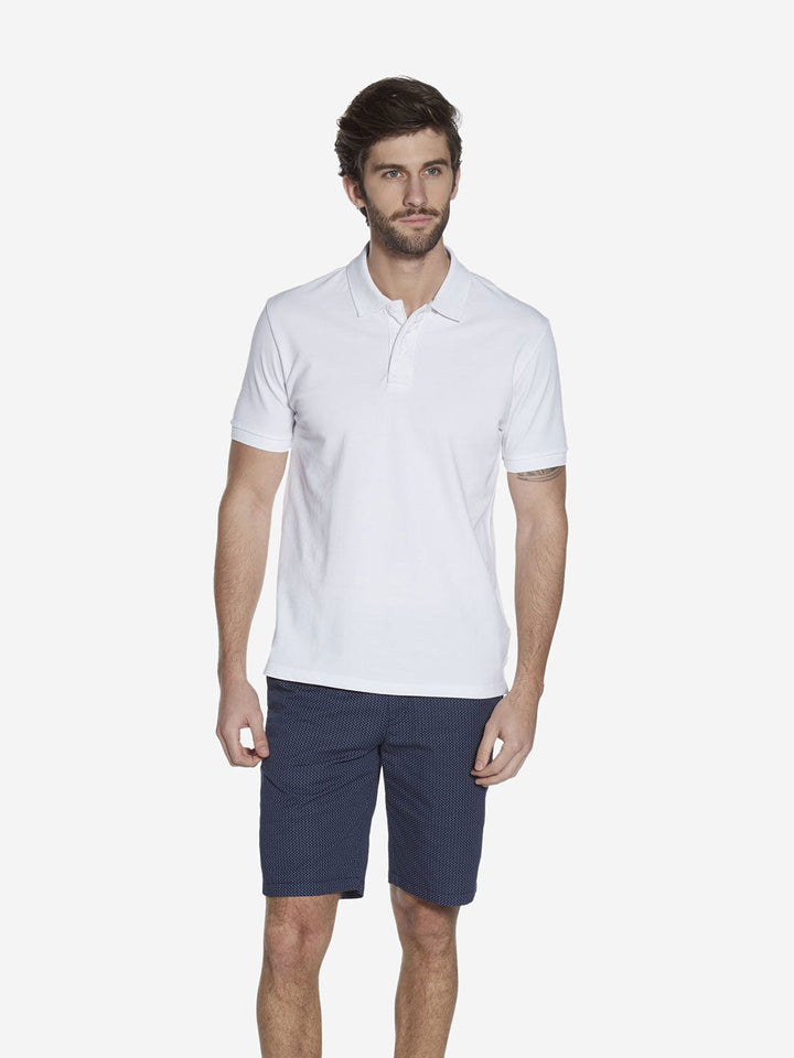 WES Casuals White Cotton Blend Slim Fit Polo T-Shirt