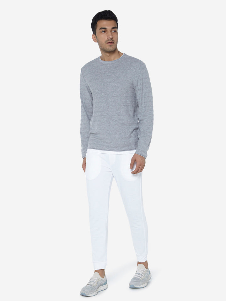 ETA Grey Self-Patterned Slim Fit T-Shirt