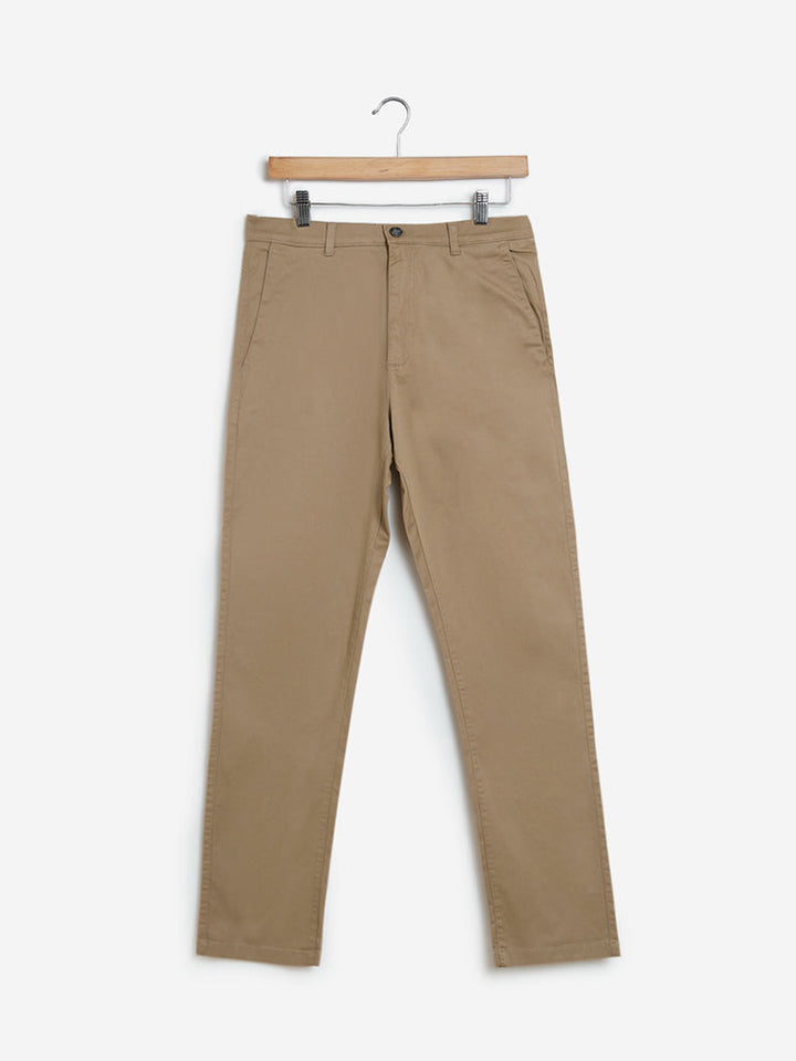 WES Casuals Beige Relaxed Fit Chinos