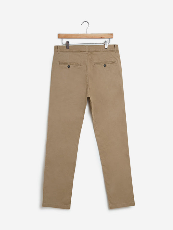 WES Casuals Beige Relaxed Fit Chinos