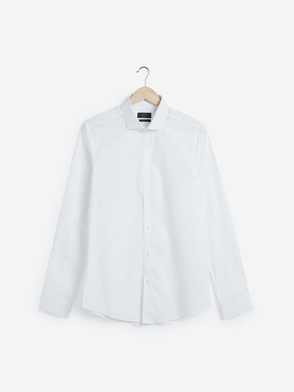 WES Formals White Cotton-Blend Ultra Slim Fit Shirt