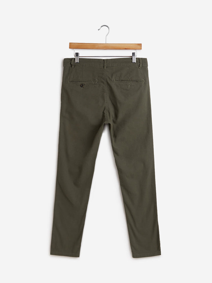 Nuon Olive Cotton-Blend Slim - Fit Mid -Rise Chinos