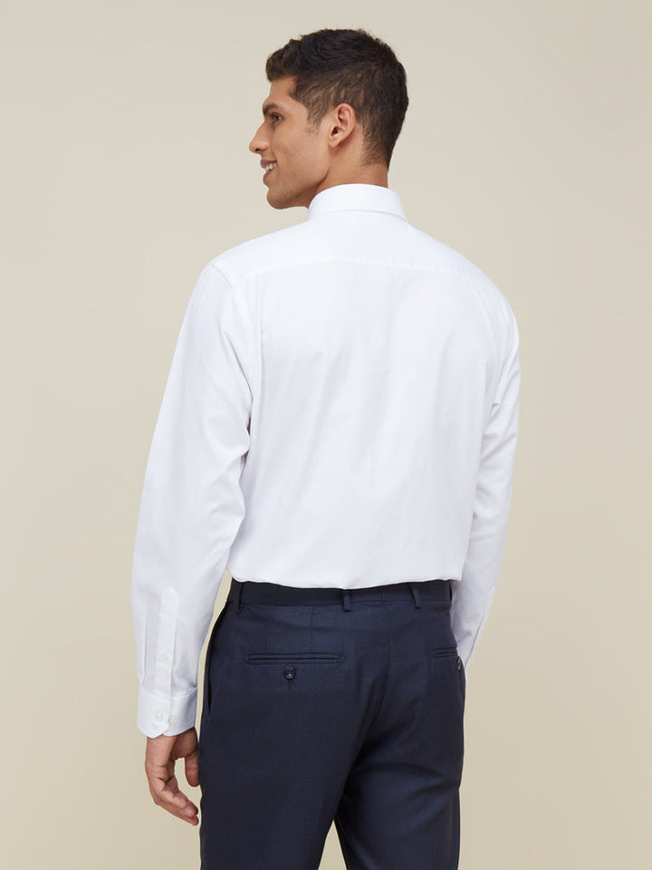 WES Formals White Self-Patterned Slim Fit Shirt