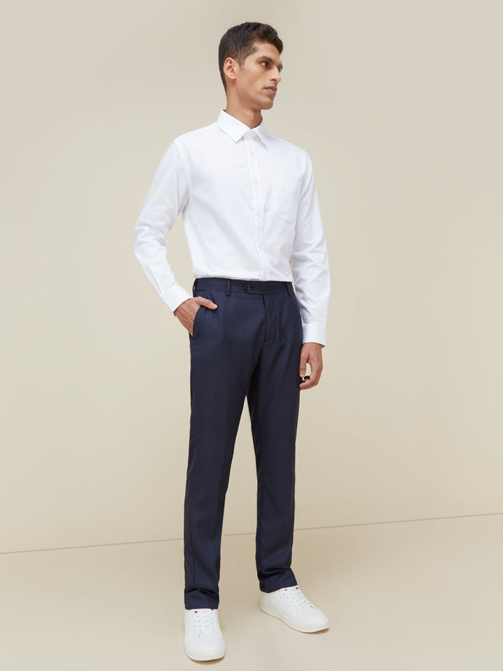 WES Formals White Self-Patterned Slim Fit Shirt