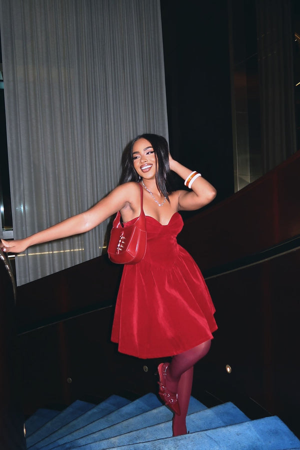 Joyce Velvet Mini Dress - Wine